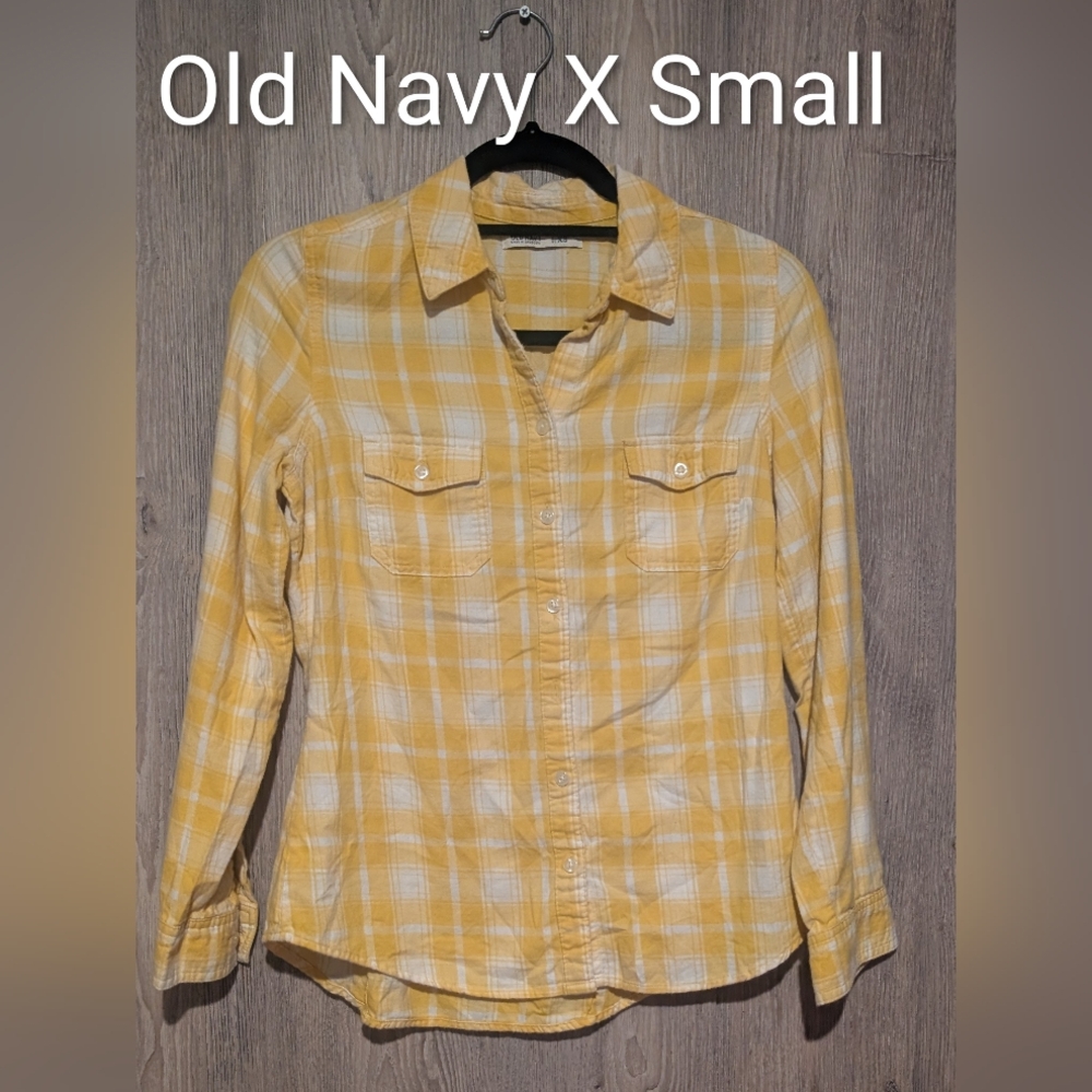 Old Navy Yellow Checkered Button-Up Shirt